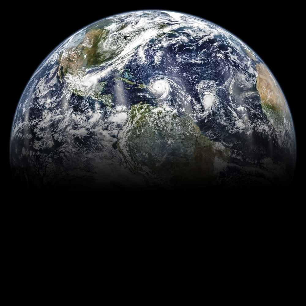 Hurricane Katia Hurricane Irma and Hurricane Jose lined up in a mosaic image of planet Earth Poster Print by Stocktrek Image 2