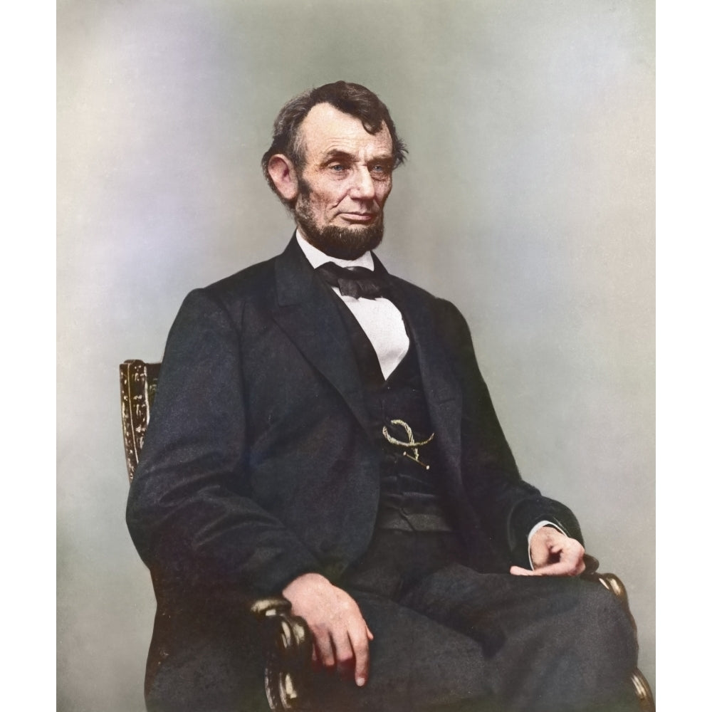 Painting of President Abraham Lincoln sitting in chair. Poster Print by Stocktrek Images Image 2