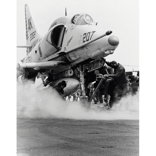 An A-4F Skyhawk on the steam catapult aboard USS Intrepid Vietnam War 1968 Poster Print by Stocktrek Images Image 1