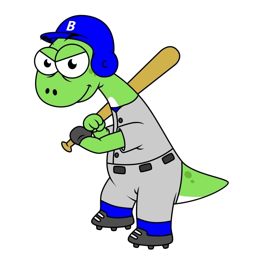 Illustration of a Brontosaurus baseball player Poster Print Image 2