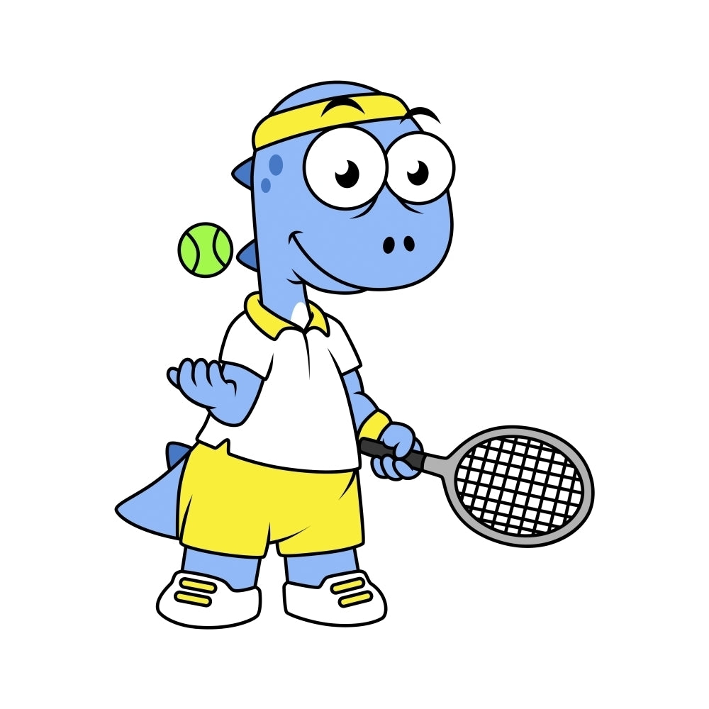 Illustration of a Tyrannosaurus Rex tennis player Poster Print Image 2