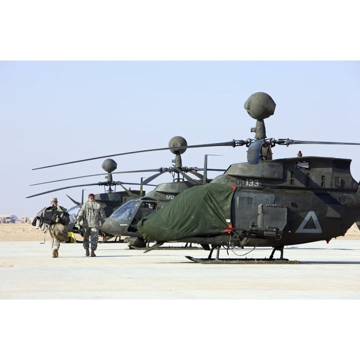 OH-58D Kiowa Warrior helicopters parked at Camp Speicher Iraq Poster Print Image 1