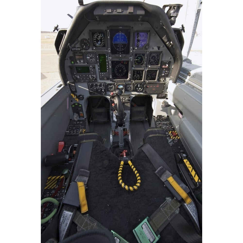 The interior cockpit of an Iraqi Air Force T-6 Texan trainer aircraft Poster Print Image 1