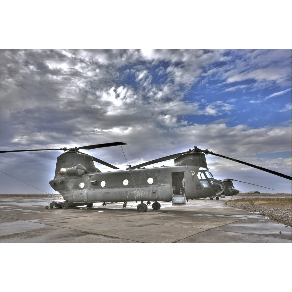 High dynamic range image of a CH-47 Chinook helicopter Poster Print Image 1