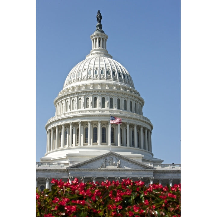 The United States Capitol building dome and statue Poster Print Image 1