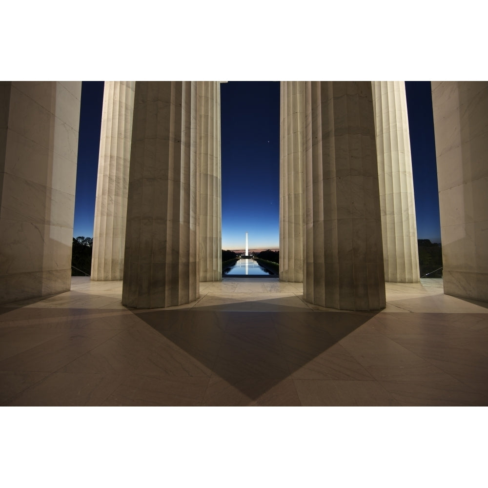 Washington Monument at sunset viewed from the Lincoln Memorial Poster Print Image 2