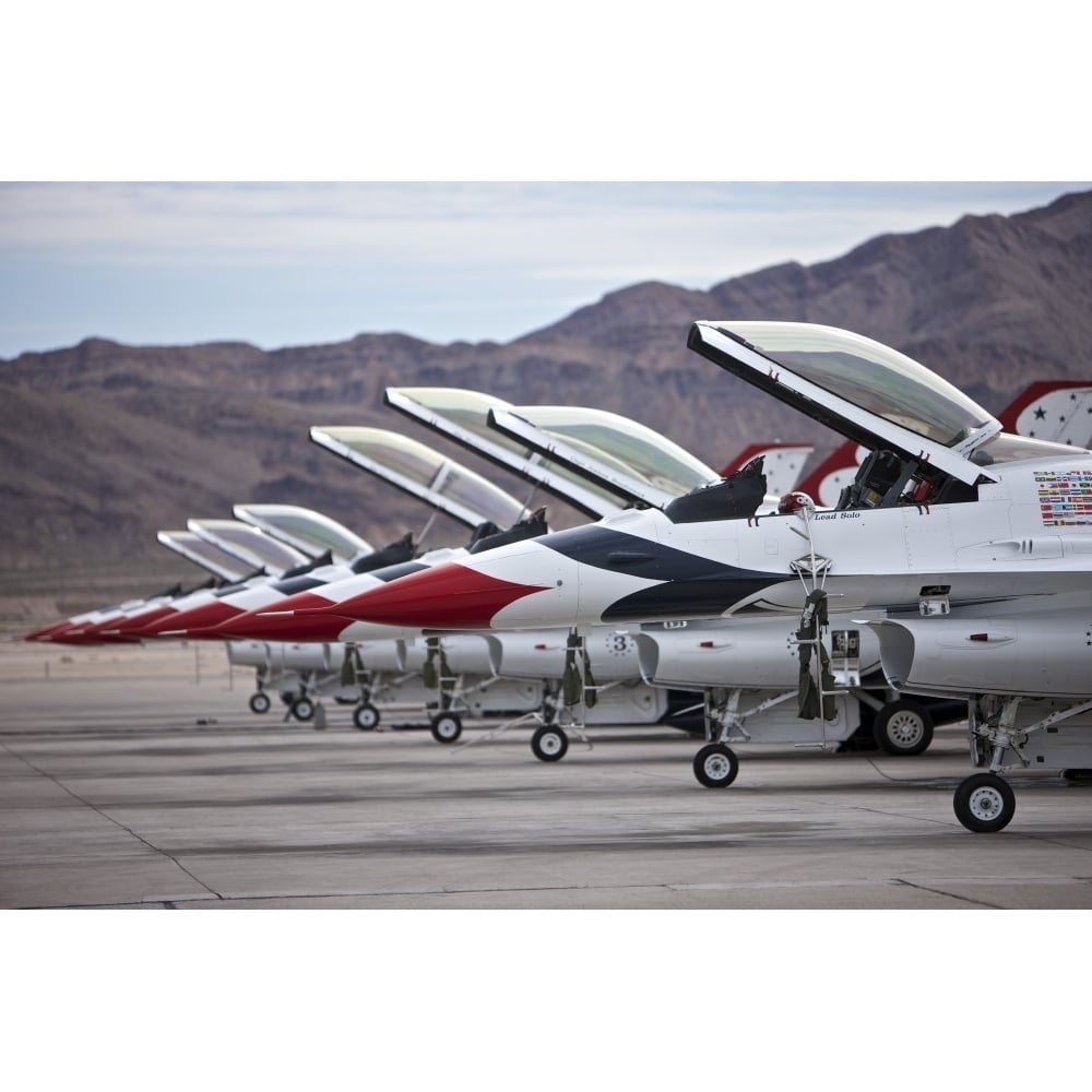 F-16C Thunderbirds on the ramp at Nellis Air Force Base Nevada Poster Print Image 1