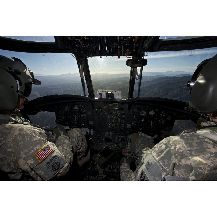 CH-47 Chinook pilots in flight over Arizona Poster Print Image 1