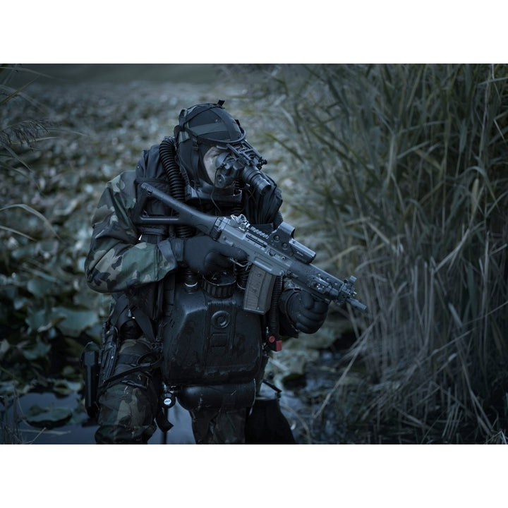 U.S. Navy SEAL equpped with night vision during a surveillance operation Poster Print Image 2