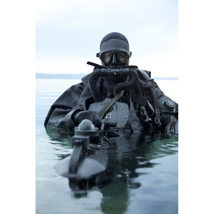 Special operations forces combat diver with underwater propulsion vehicle Poster Print Image 2