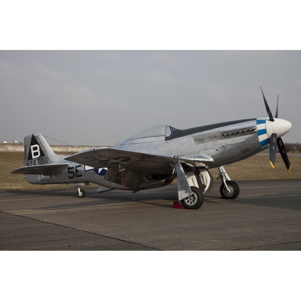 A U.S. Army Air Forces P-51 Mustang at Bremgarten Airfield Germany Poster Print Image 1