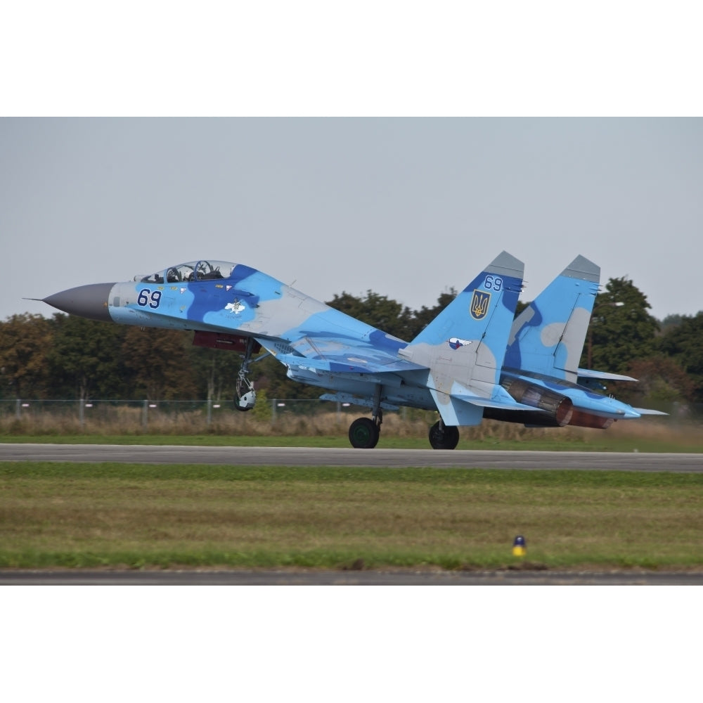 Ukrainian Air Force Su-27 Flanker taking off Poster Print Image 1