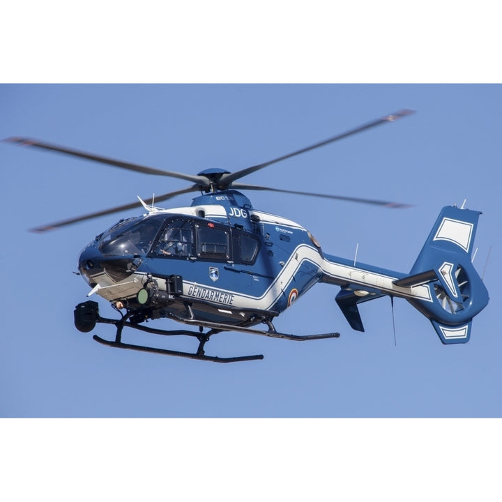 French police/gendarmerie EC135 helicopter in flight over France Poster Print Image 2