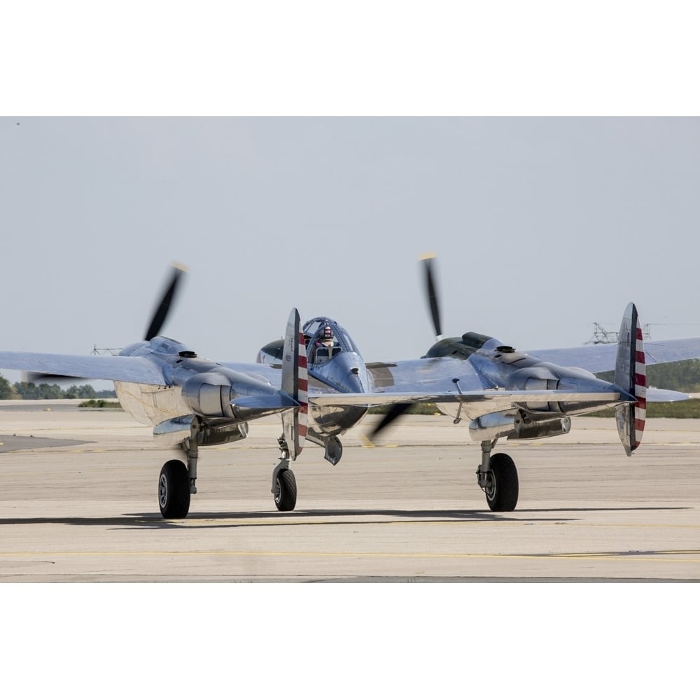 P-38 Lightning warbird on display in Berlin Germany. Poster Print by Timm Ziegenthaler/Stocktrek Images Image 1