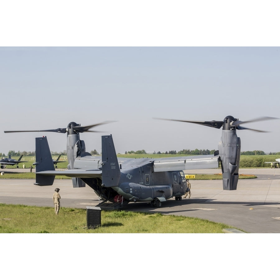 U.S. Air Force CV-22B Osprey tiltrotor aircraft preparing to taxi. Poster Print by Timm Ziegenthaler/Stocktrek Images Image 1