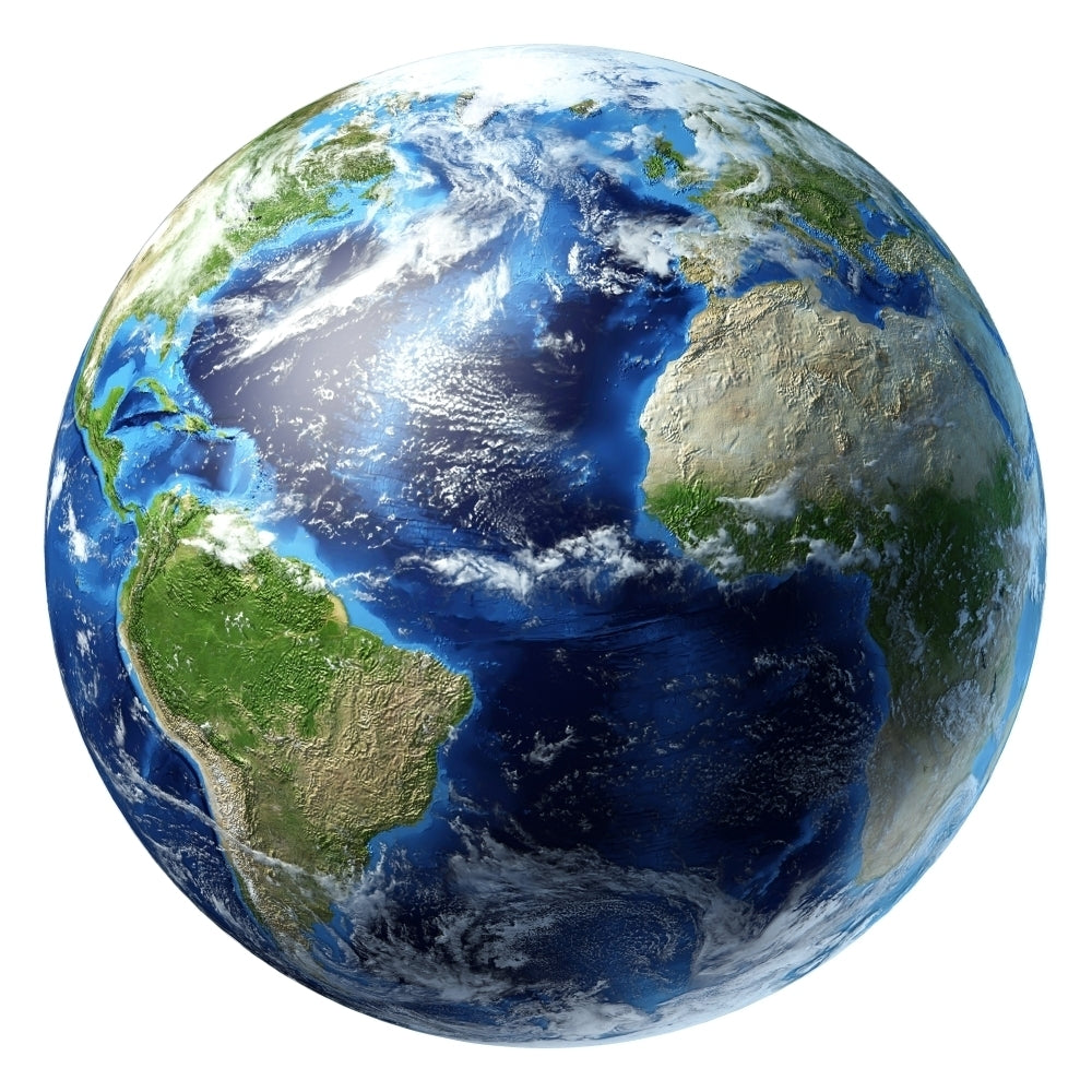 3D rendering of planet Earth centered on Atlantic Ocean Poster Print Image 1