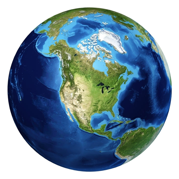 3D rendering of planet Earth centered on North America Poster Print Image 2