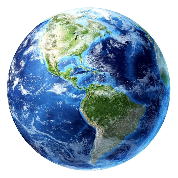 3D rendering of planet Earth centered on North America and South America Poster Print Image 1