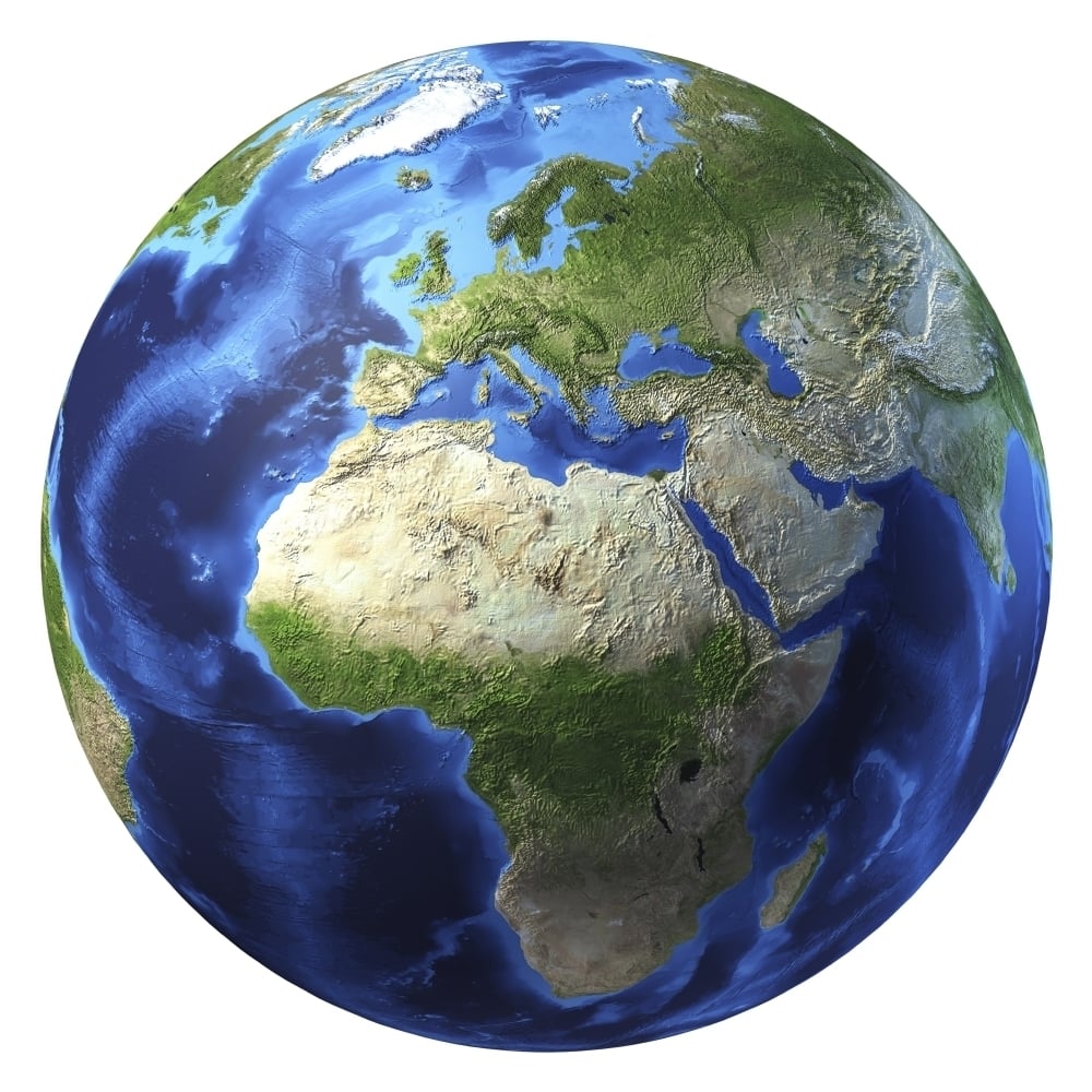 3D rendering of planet Earth centered on Africa and Europe Poster Print Image 2