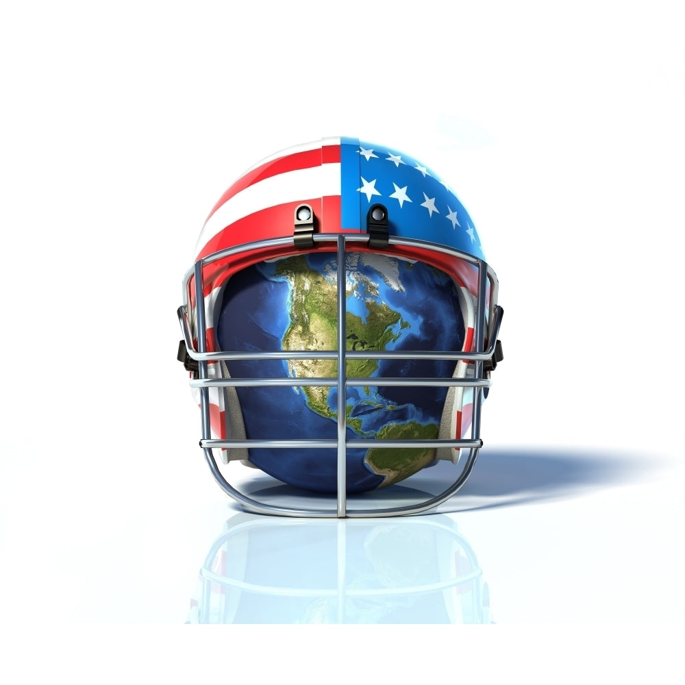 Planet Earth protected by an American football helmet Poster Print Image 1