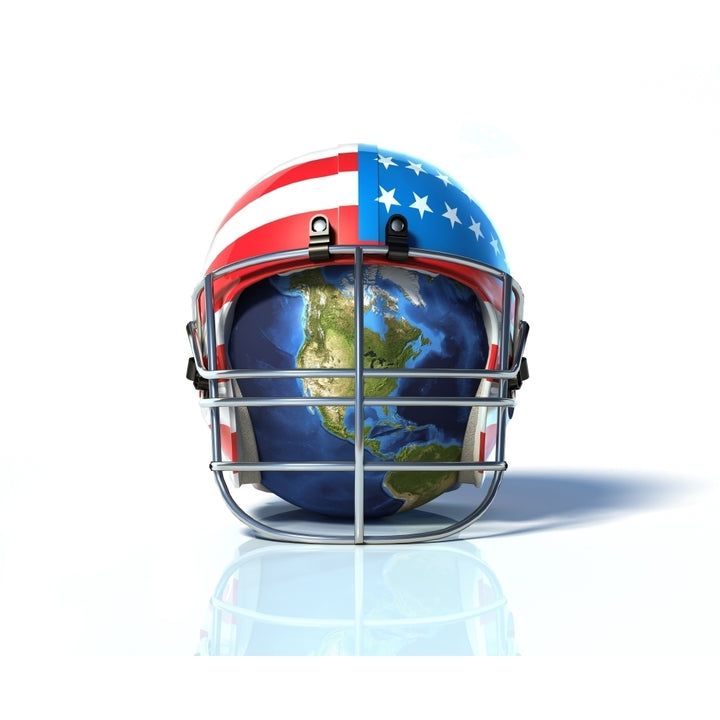 Planet Earth protected by an American football helmet Poster Print Image 2