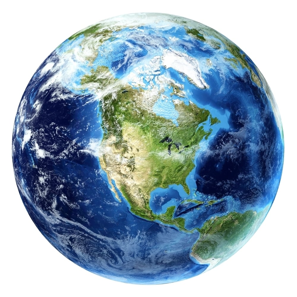 3D rendering of planet Earth centered on North America Poster Print Image 1