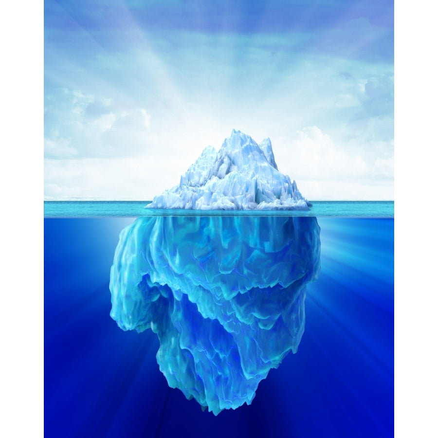 Solitary iceberg in the sea Poster Print Image 1