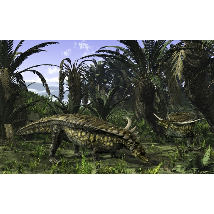 Desmatosuchus search for edible roots in a prehistoric landscape Poster Print Image 2