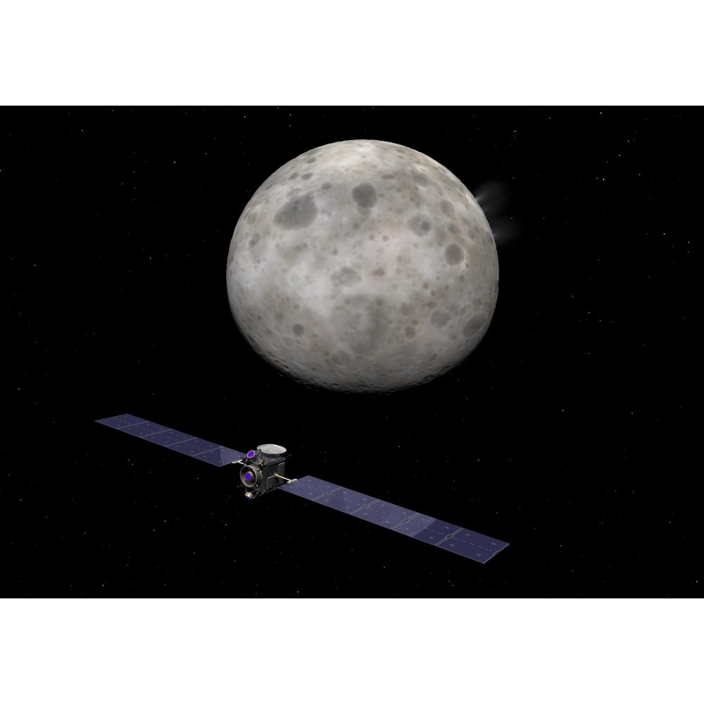 Artists concept of Dawn spacecraft approaching the dwarf planet Ceres Poster Print Image 1