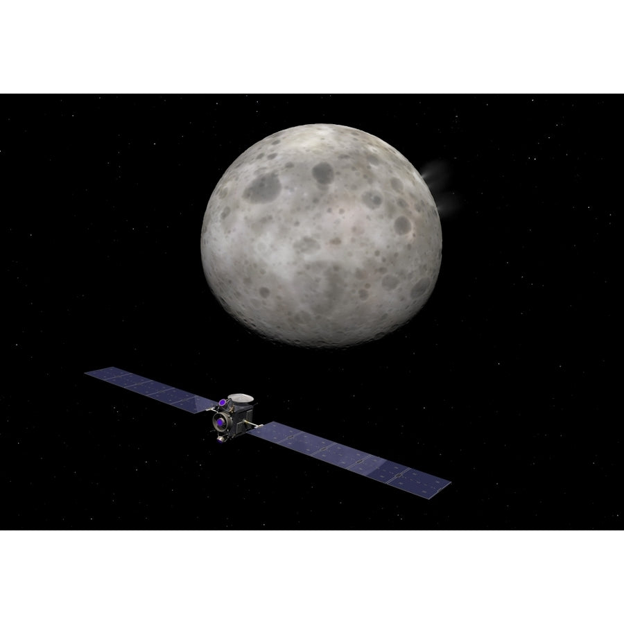 Artists concept of Dawn spacecraft approaching the dwarf planet Ceres Poster Print Image 1