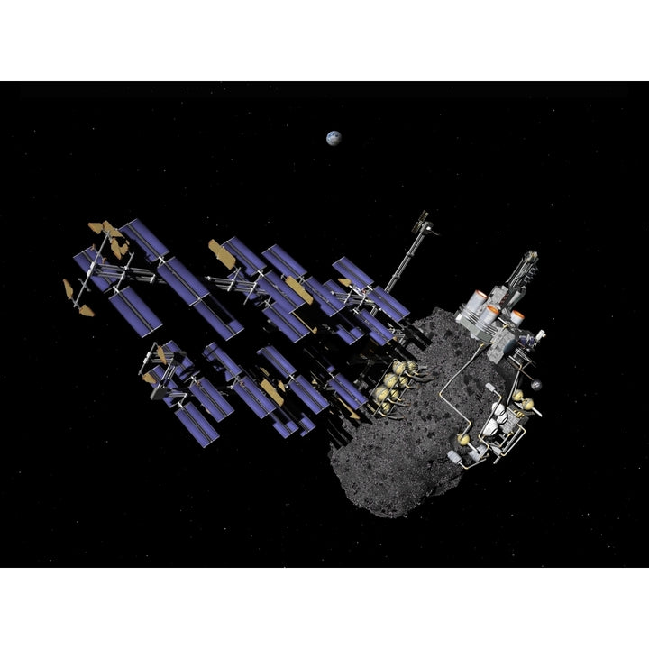 Asteroid mining outpost Poster Print Image 2