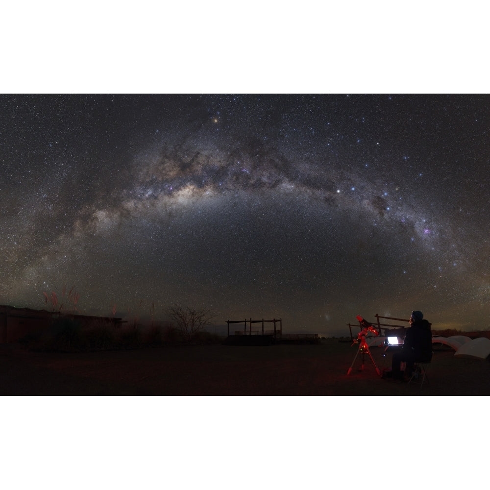 Astronomer with telescope looking at the Milky Way in the Atacama Desert Chile. Poster Print by Yuri Zvezdny/Stocktrek Image 2