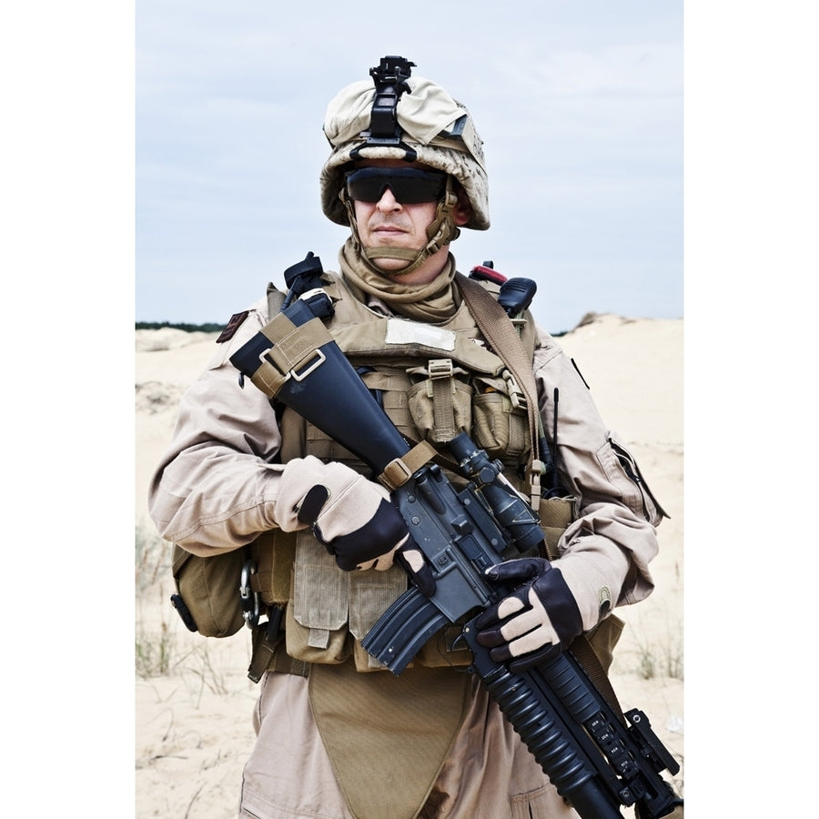 U.S. Marine in the MARPAT uniform and protective military eyewear. Poster Print by Oleg Zabielin/Stocktrek Images Image 1