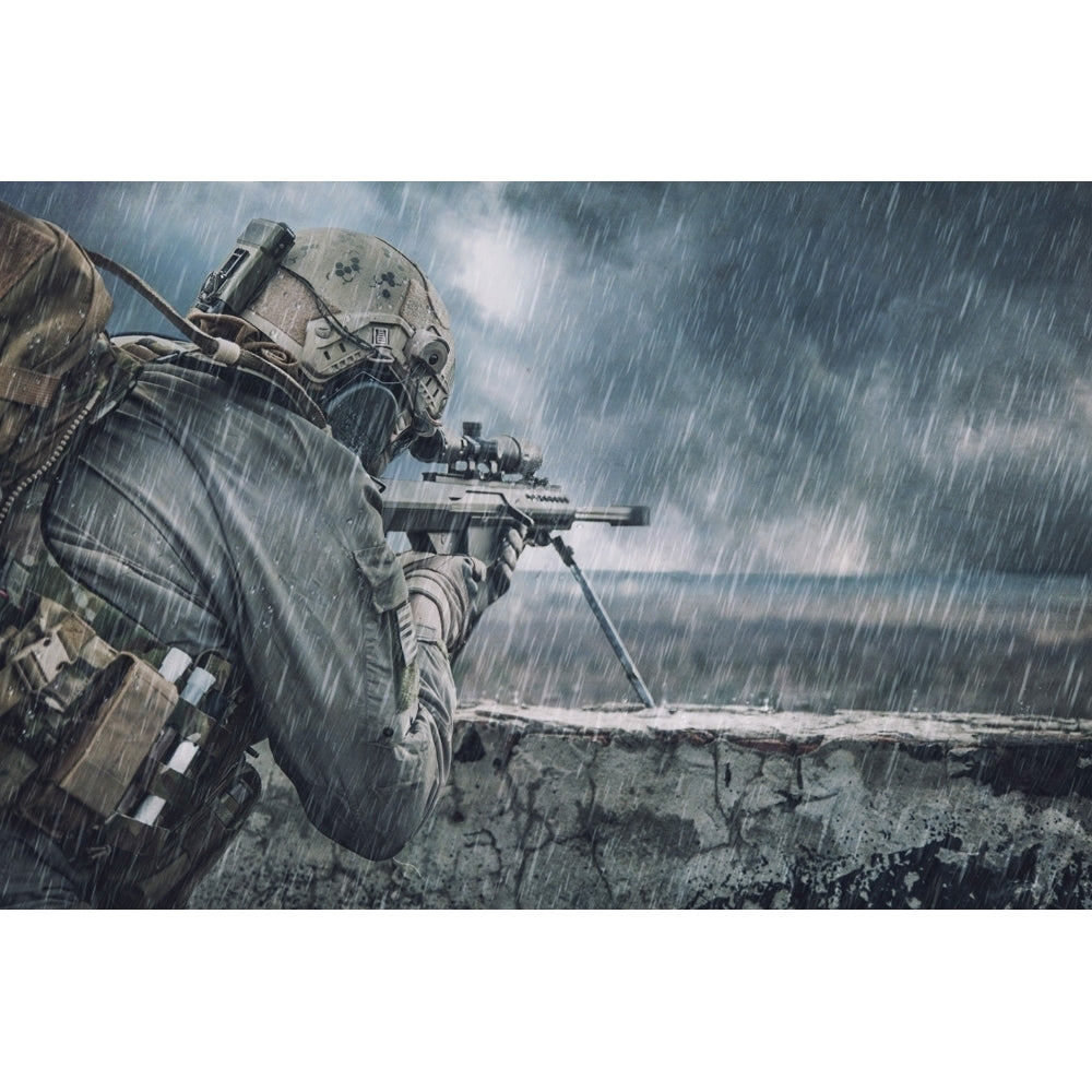 U.S. Army sniper during a military operation. Poster Print by Oleg Zabielin/Stocktrek Images Image 1