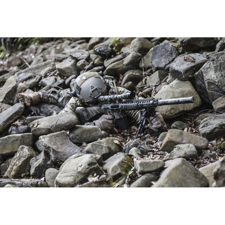 United States Army ranger sniper in the forest. Poster Print by Oleg Zabielin/Stocktrek Images Image 1