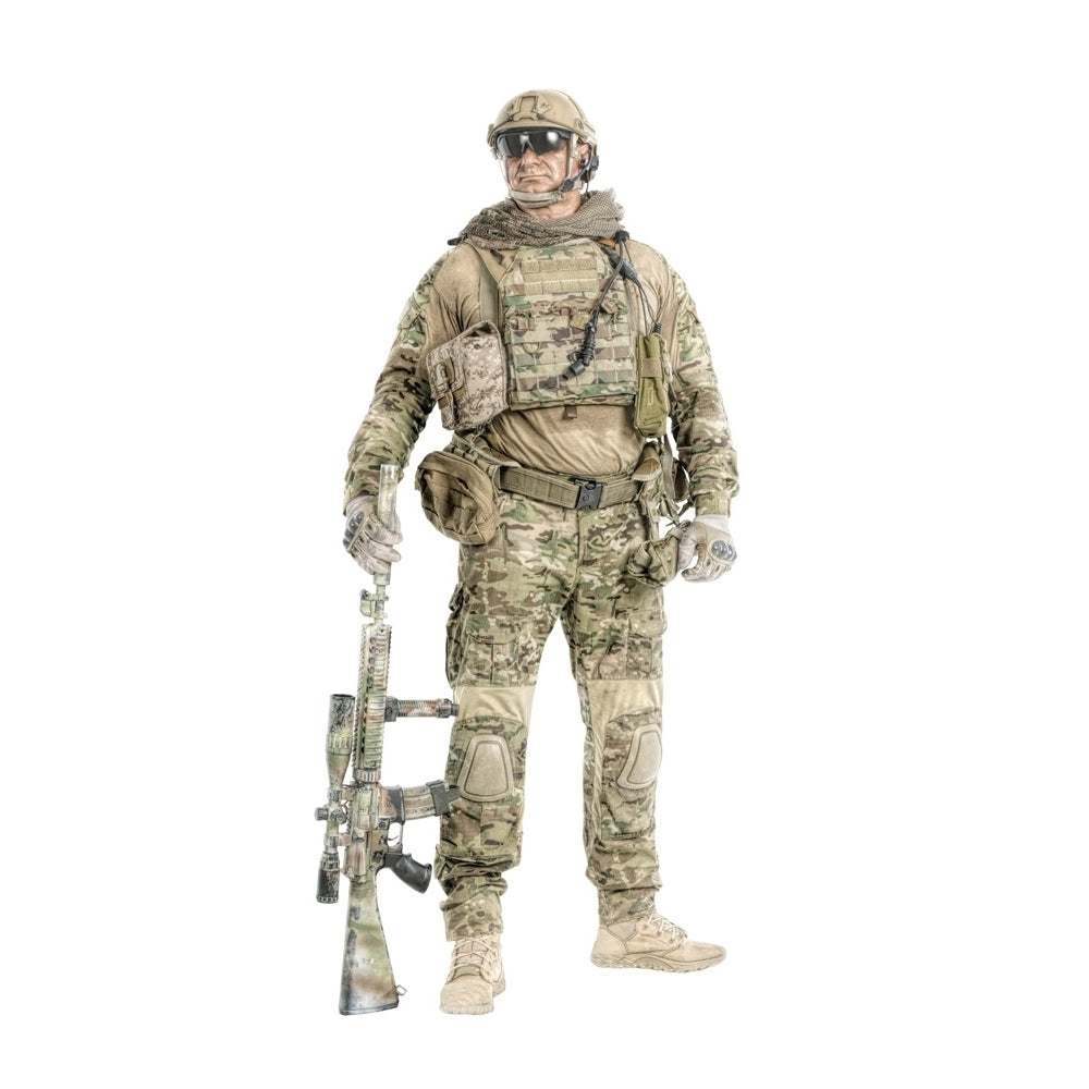 Full length portrait of muscular soldier in field uniform with sniper rifle. Poster Print by Oleg Zabielin/Stocktrek Ima Image 1