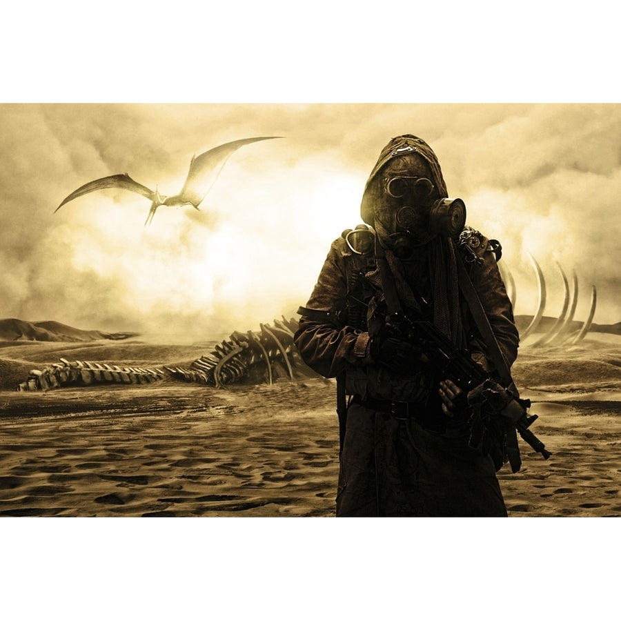 Grimy post apocalypse survivor standing in the nuclear wastelands. Poster Print by Oleg Zabielin/Stocktrek Images Image 1