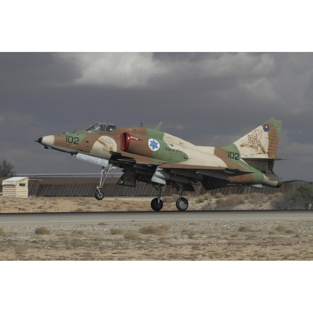 An A-4N Ayit of the Israeli Air Force landing at Hatzerim Air Base Israel Poster Print Image 1