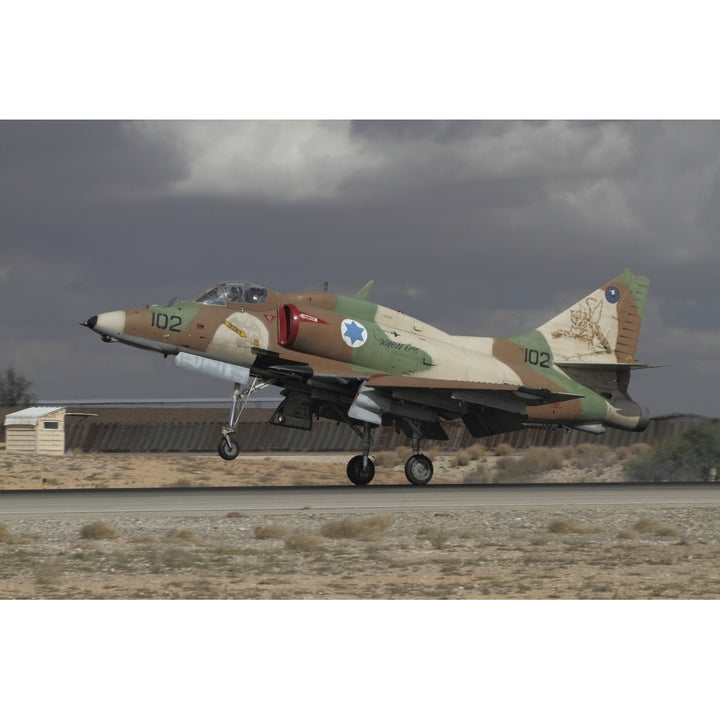 An A-4N Ayit of the Israeli Air Force landing at Hatzerim Air Base Israel Poster Print Image 2