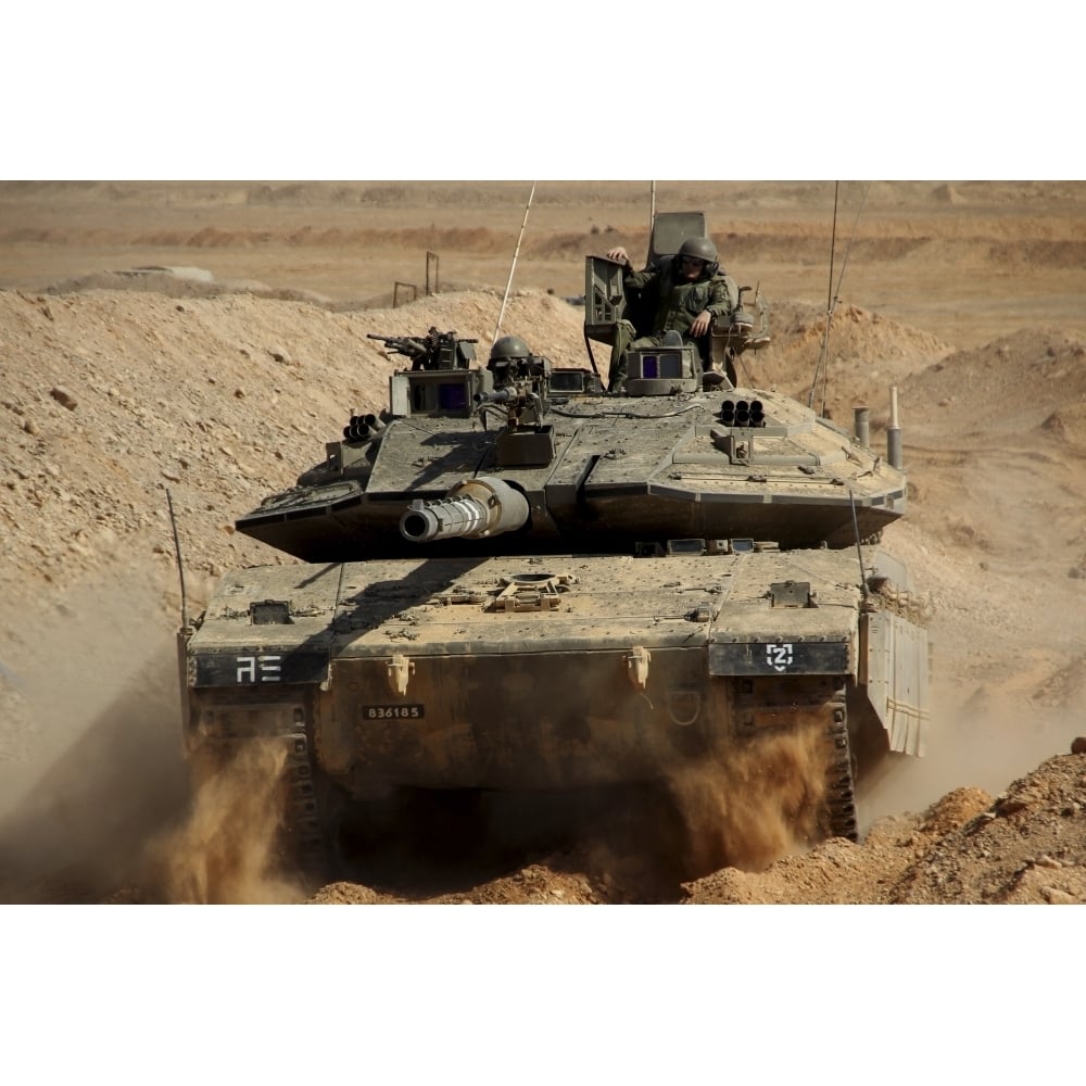 An Israel Defense Force Merkava Mark IV main battle tank Poster Print Image 1