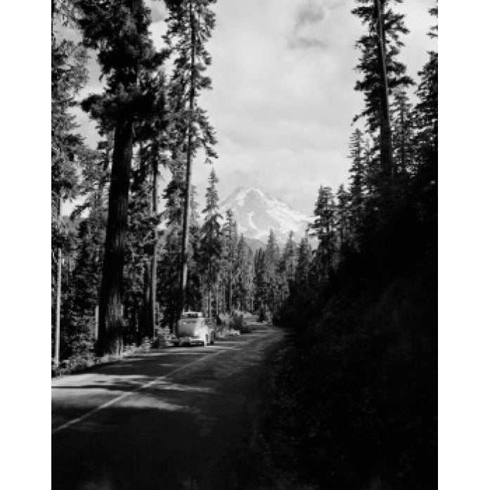 USA Oregon Timberline Lodge Mount Hood from highway East Poster Print Image 2