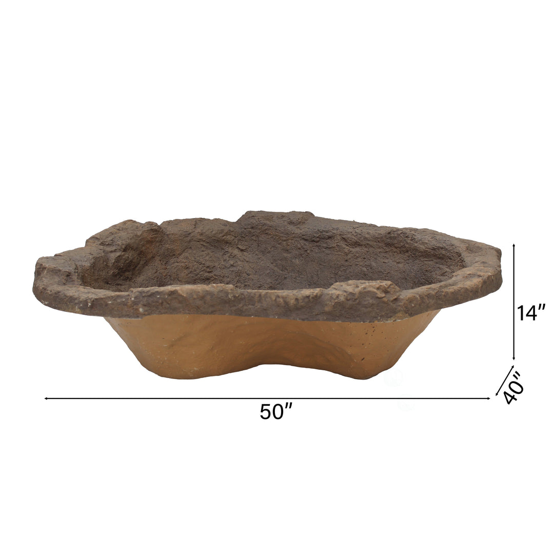 Small Flower Faux Rock Fiberglass Garden Decorative Water Pond, 17 Gallon Sandstone Outdoor Patio Bed Waterfall Pond Image 11