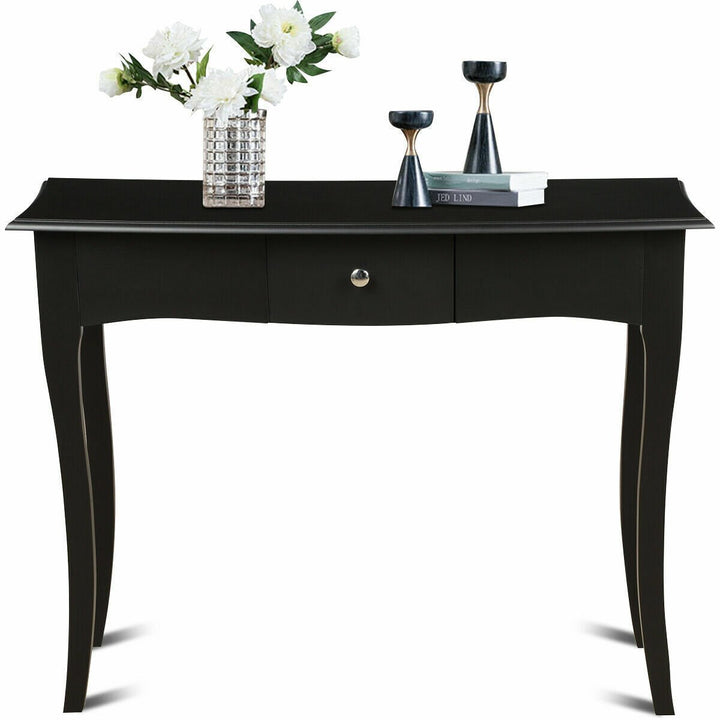 Wooden Console Table Hallway Entryway Side Sofa Accent Home Drawer Black Image 5