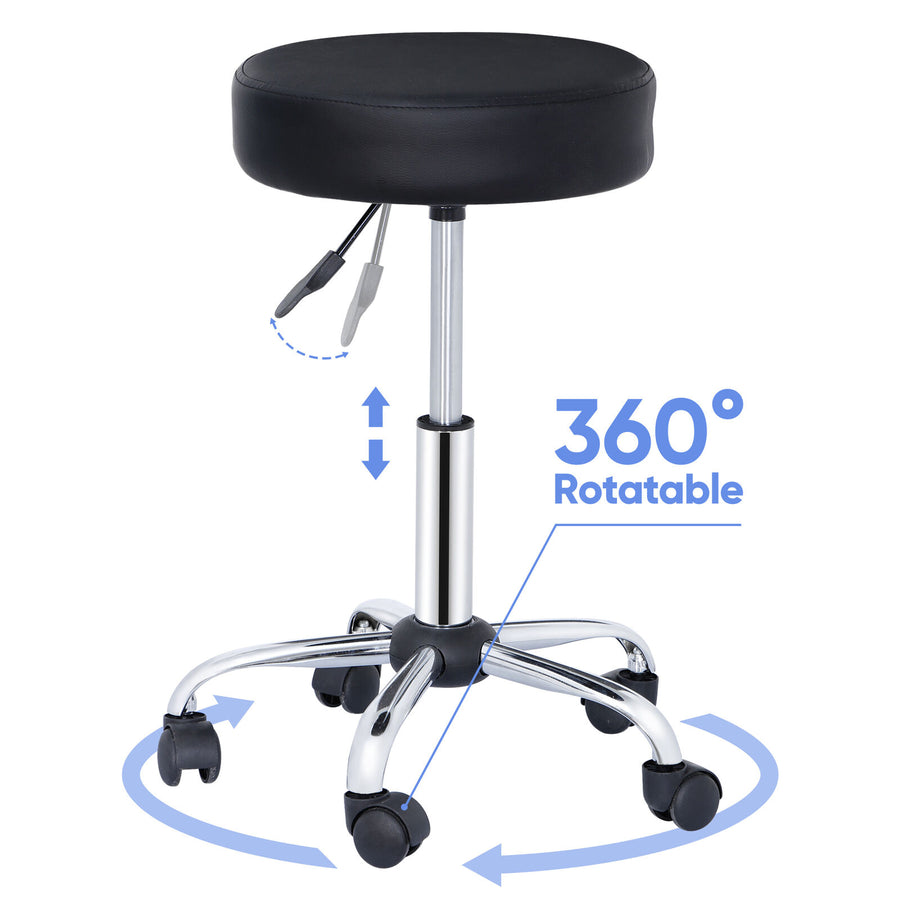 Adjustable Height Salon Stool Backless Spa Chairs Massage Stools Swivel Black Image 1