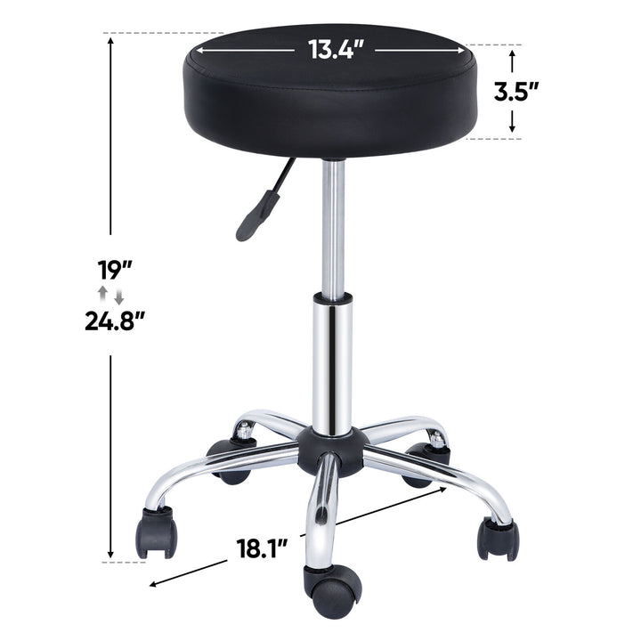 Adjustable Height Salon Stool Backless Spa Chairs Massage Stools Swivel Black Image 2