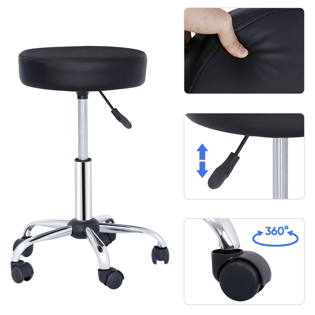 Adjustable Height Salon Stool Backless Spa Chairs Massage Stools Swivel Black Image 3