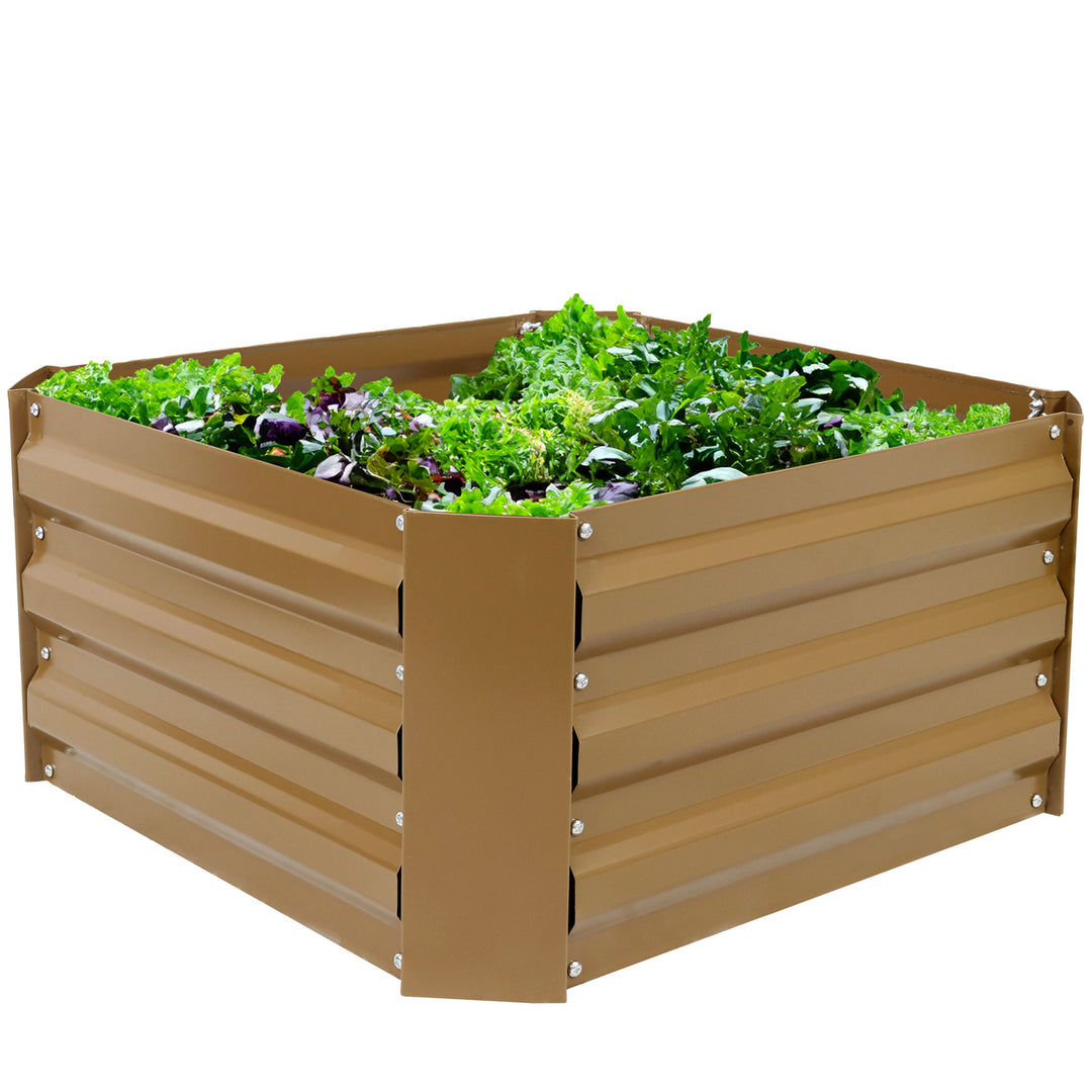 Sunnydaze Galvanized Steel Square Raised Garden Bed - 24 in - Brown Image 8