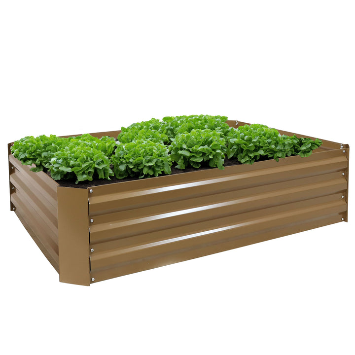 Sunnydaze Galvanized Steel Rectangle Raised Garden Bed - 47 in - Brown Image 8