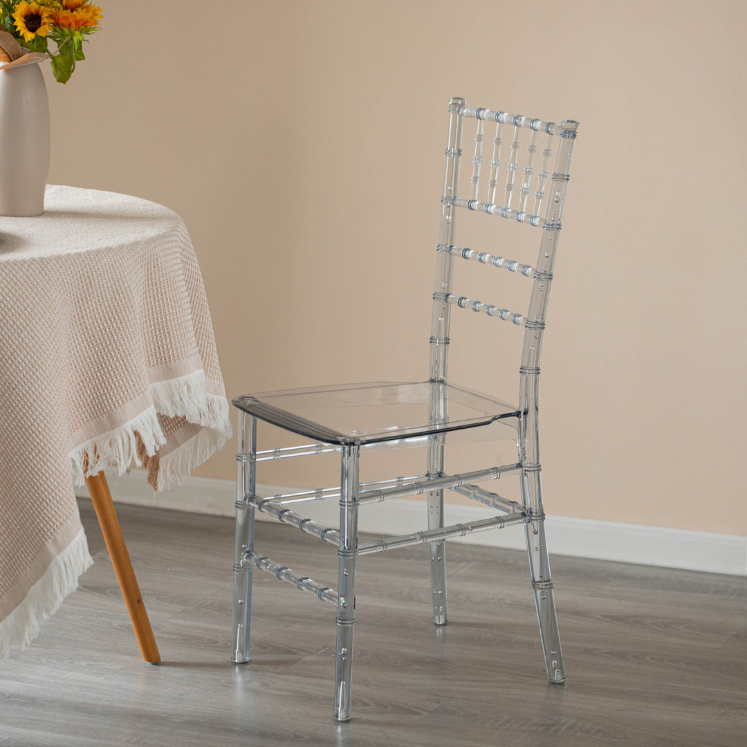 Stackable Acrylic Chiavari Dining Chair Clear 15x18x35 for Events Weddings Image 3