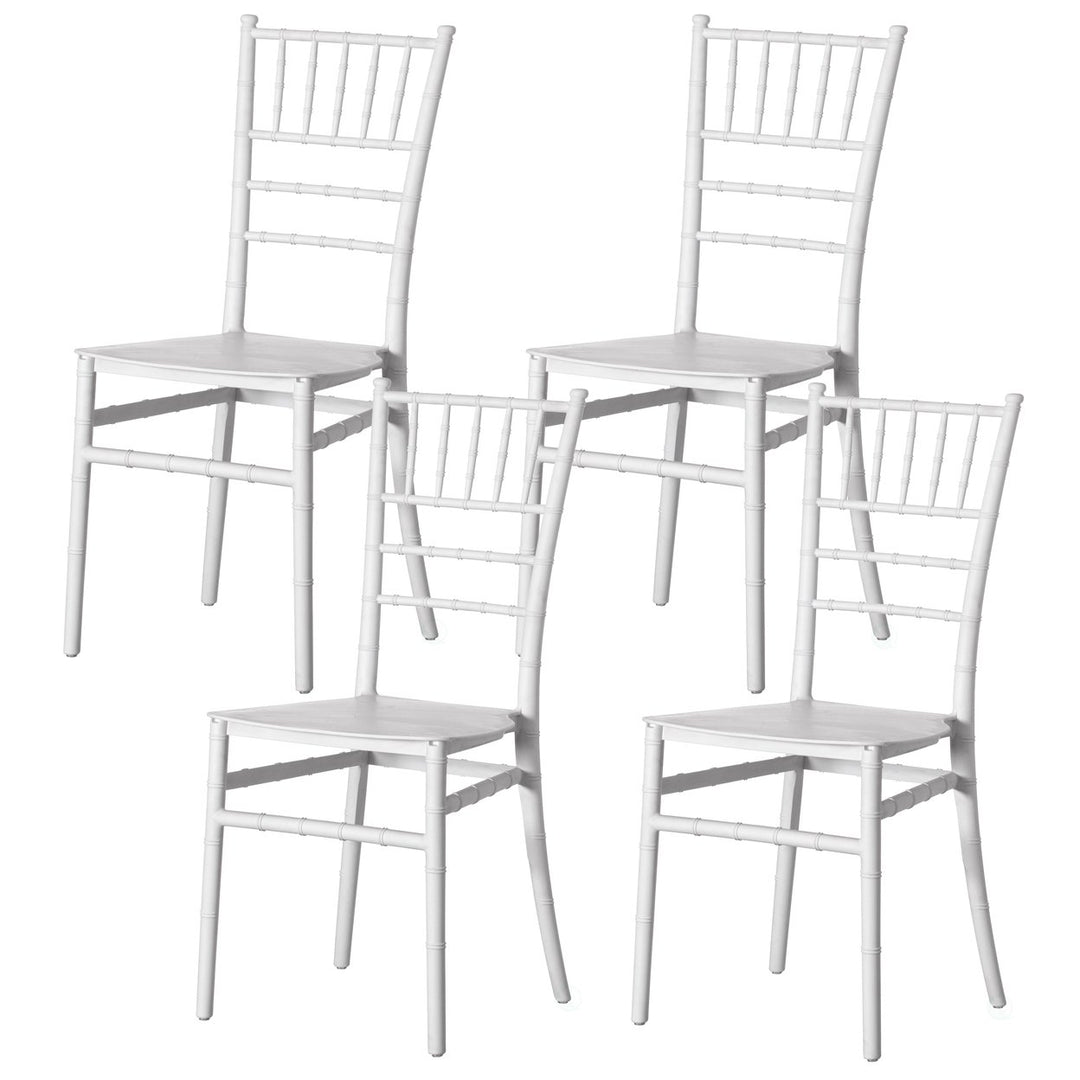 Modern White Stackable Chiavari Dining Chair 15.75x17.75 for Events Weddings Image 2